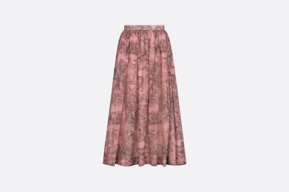 Dioriviera Flared Skirt Pink and Gray Cotton Muslin with Toile de Jouy Sauvage Motif DIOR at Dior